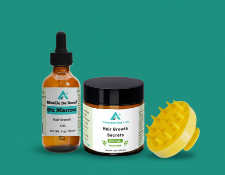 Hair Growth Secret Kit – Moringa Pomade & Ox Marrow Oil with Scalp Brush