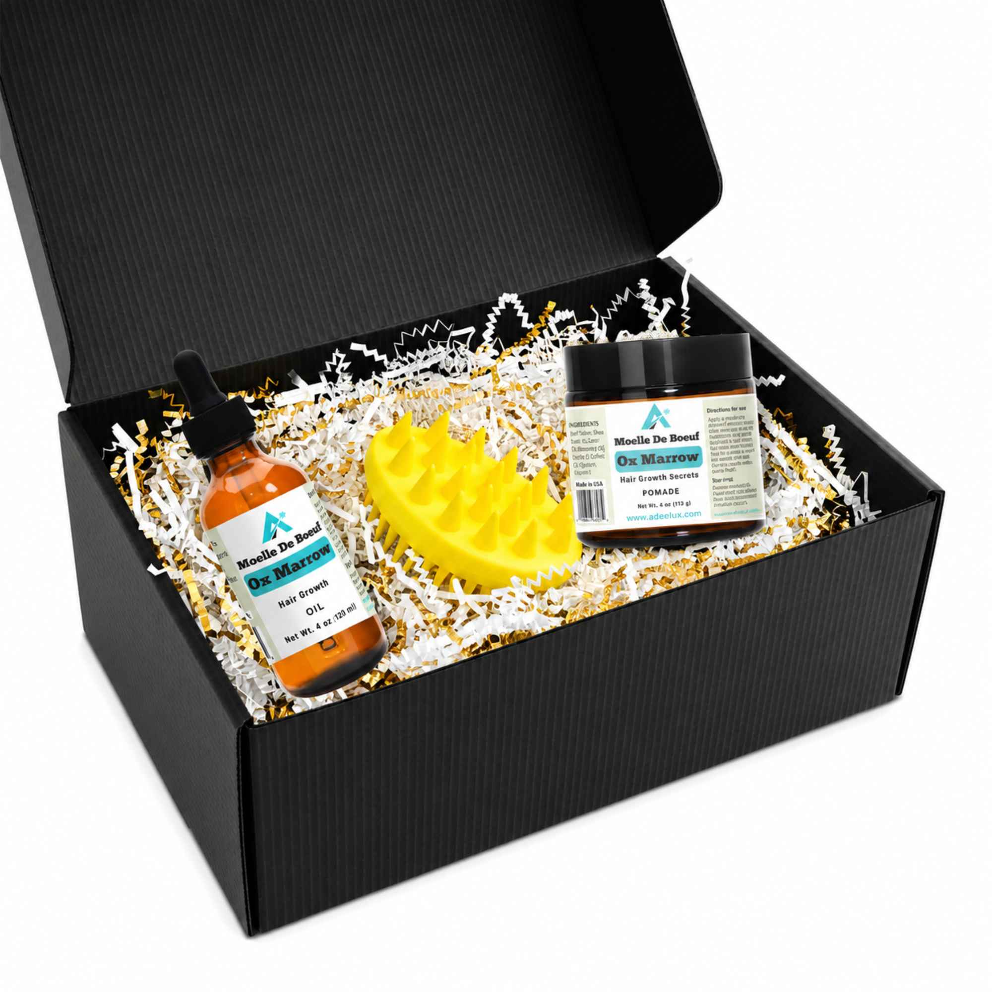 Moelle De Boeuf Hair Growth Kit – Pomade 4 oz, Oil 4oz & Brush