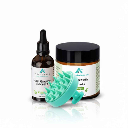 Hair Growth Secrets Kit – Moringa Pomade, Moringa Oil & Scalp Massage Brush Set
